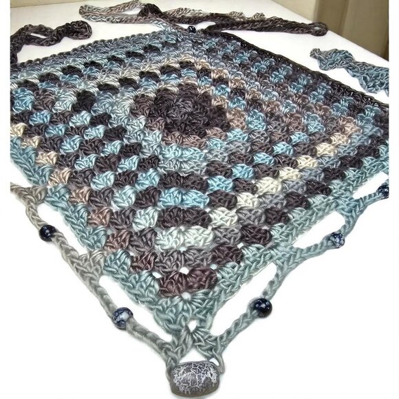 Handmade crochet diamond halter‎ top with lining for more coverage. - Picture 4 of 7